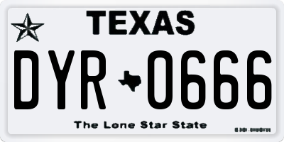 TX license plate DYR0666