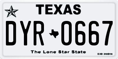 TX license plate DYR0667