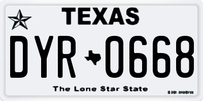 TX license plate DYR0668
