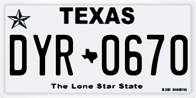 TX license plate DYR0670