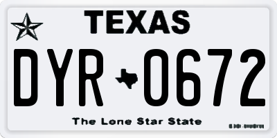 TX license plate DYR0672