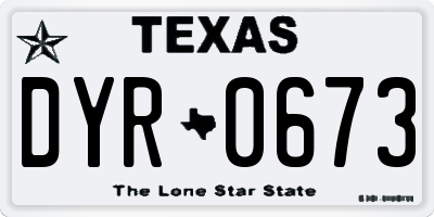 TX license plate DYR0673