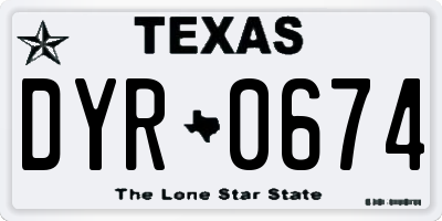 TX license plate DYR0674