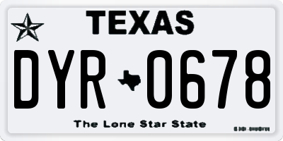 TX license plate DYR0678