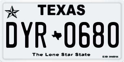 TX license plate DYR0680