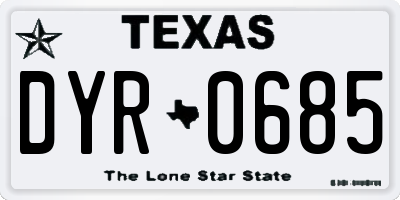 TX license plate DYR0685