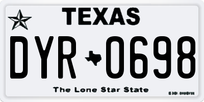 TX license plate DYR0698