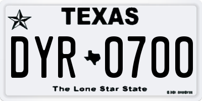 TX license plate DYR0700