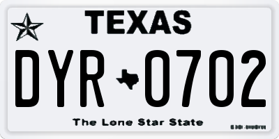 TX license plate DYR0702