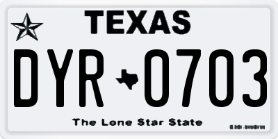 TX license plate DYR0703