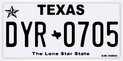 TX license plate DYR0705