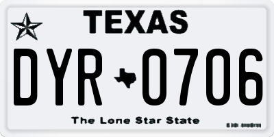 TX license plate DYR0706