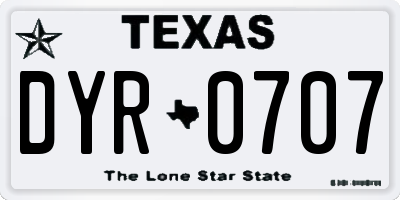 TX license plate DYR0707