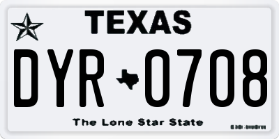 TX license plate DYR0708
