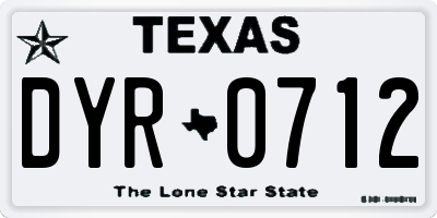 TX license plate DYR0712