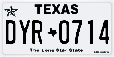 TX license plate DYR0714