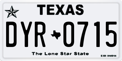 TX license plate DYR0715