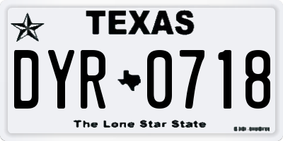 TX license plate DYR0718