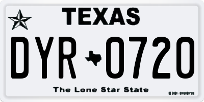 TX license plate DYR0720