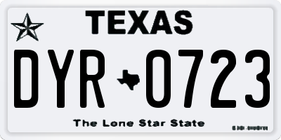 TX license plate DYR0723