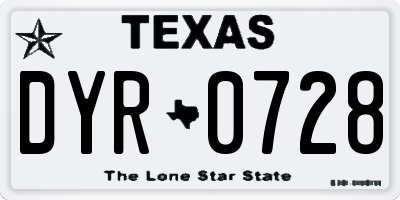 TX license plate DYR0728