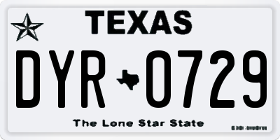 TX license plate DYR0729