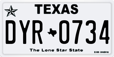 TX license plate DYR0734