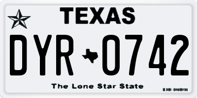 TX license plate DYR0742