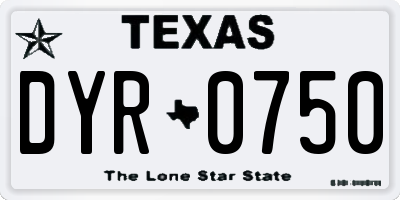 TX license plate DYR0750