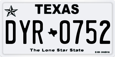 TX license plate DYR0752