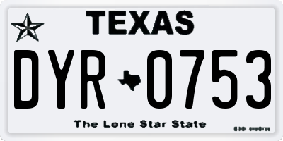 TX license plate DYR0753