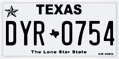 TX license plate DYR0754