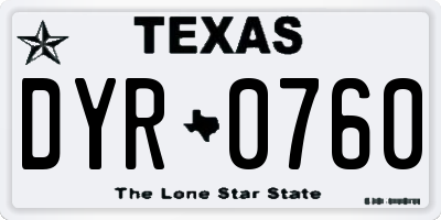 TX license plate DYR0760