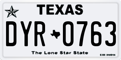 TX license plate DYR0763