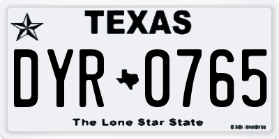 TX license plate DYR0765