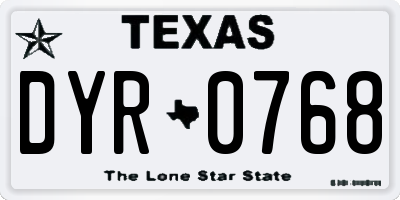 TX license plate DYR0768