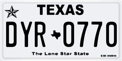 TX license plate DYR0770