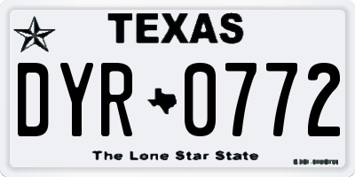 TX license plate DYR0772