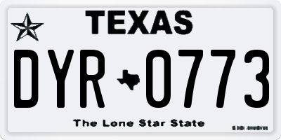 TX license plate DYR0773