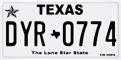 TX license plate DYR0774