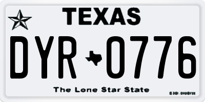 TX license plate DYR0776