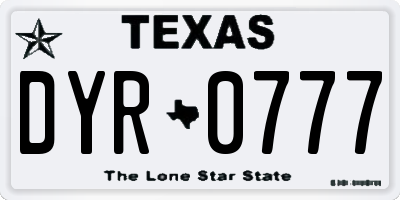 TX license plate DYR0777
