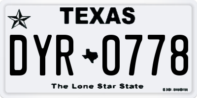 TX license plate DYR0778