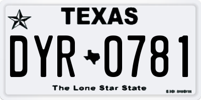 TX license plate DYR0781
