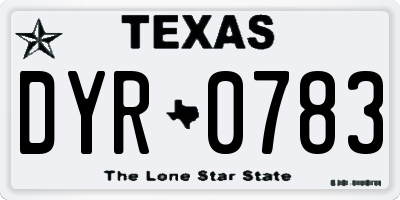 TX license plate DYR0783
