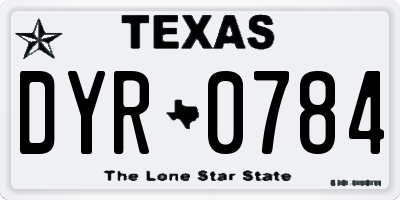 TX license plate DYR0784