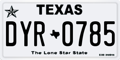 TX license plate DYR0785