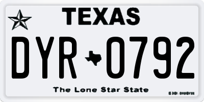 TX license plate DYR0792