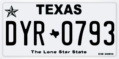 TX license plate DYR0793