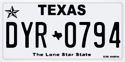 TX license plate DYR0794